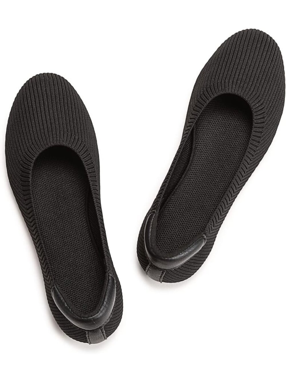 Womens Black Knit Ballet Flat Shoes Knit Shoes Round Toe Slip On Ballerina Flats